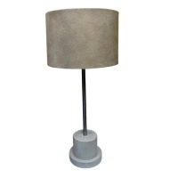 The Lamp Factory Cream Wash Base Table Lamp with Light Brown Shade Photo