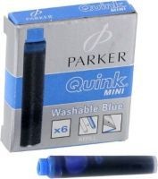 Parker Quink 6 Washable Mini Blue Ink Cartridges Photo