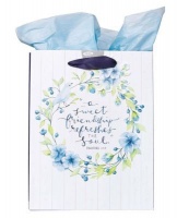 Christian Art Gifts Inc A Sweet friendship Medium Gift Bag in White and Blue with Tissue Paper - Proverbs 27:9 Photo