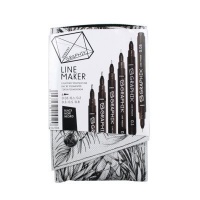 Derwent Graphik Line Maker Pen - Black - Set of 6 Photo