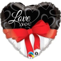 Qualatex Love You Red Ribbon Heart-Shape Foil Balloon Photo