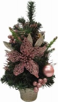 The CPS Warehouse Christmas Tree with Glitter Deco and Pink Poinsettia Photo