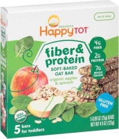 Happy Tot Fiber and Protein Soft Baked Oat Bars - Organic Apples & Spinach Photo