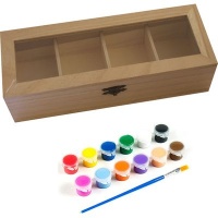 Smart Crafts Wooden 4 Divisioned Box and Paint Set Photo