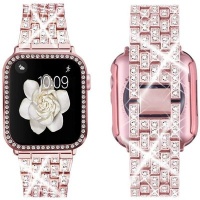 Apple Pink Crystal Diamond Strap for Watch Band with Luxury Watch Cover Photo