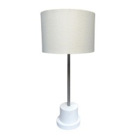 The Lamp Factory White Base Table Lamp with Off White Shade Photo