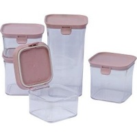 Fine Living Easy Lock Storage Container Set - 5 pieces - Pink Photo