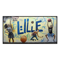 Fancy Artwork Canvas Wall Art :Young People Playing Basketball - Photo
