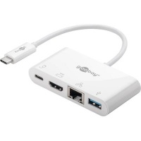 Goobay 62105 cable interface/gender adapter USB-C USB-C USB 3.0 RJ45 HDMI White 5Gbit/s 0.15 m Weiß Photo