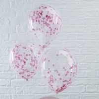 Ginger Ray Pick & Mix - Pink Confetti Filled Clear Party Balloons Photo