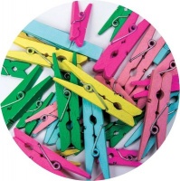 Dala Assorted 25/45mm Wooden Pegs - Assorted Colours Photo