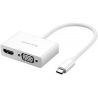Ugreen 30843 video cable adapter 0.15 m USB Type-C HDMI VGA White to HDMI-VGA Converter Photo