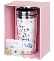 Christian Art Gifts Inc Love in My Heart Travel Mug and Journal Boxed Gift Set for Women Photo