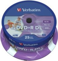 Verbatim Printable 8x DVD R DL 25 Pack on Spindle Photo