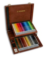 Stabilo Carbothello Pastel Pencil - Set of 60" A Lovely Wooden Box With Sharpener - Kneadable Eraser Photo