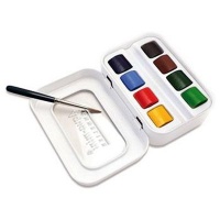 Sennelier Watercolour Aqua-Mini Set 8 x 1/2 pans brush Photo