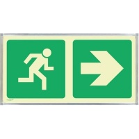 Tower Photoluminescent Sign In Alu Frame - Man Running and Green Arrow Photo