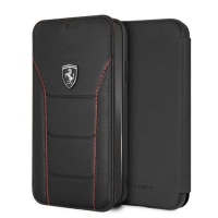 Ferrari - Genuine Leather Flip Case iPhone XR Black Photo