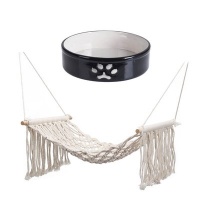 Eco Natural Rope Cat Hammock with Cat Bowl Photo
