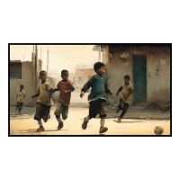 Fancy Artwork Canvas Wall Art :Township Young Boys Playing Street Soccer - Photo