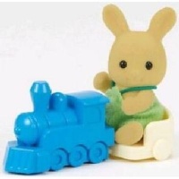 Sylvanian Families - Ocher Rabbit Baby With Train Photo