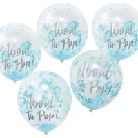 Ginger Ray Oh Baby! - About To Pop! Printed Blue Confetti Balloons Photo