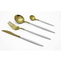 Finery - Cutlery Set 12 pieces - Gold/White Photo