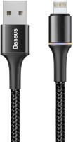 Baseus 1m - 2.4A Halo Colour LED USB Type-A 2.0 to Lightning Cable - Black Photo