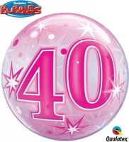 Qualatex Bubble Balloon - 40th Birthday Pink Starburst Sparkle 56 cm Photo