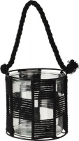 JJR Glass Tea-light Holder with Weaved Rope and Metal Photo