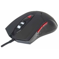 Manhattan Wired Optical Gaming USB-A Mouse with LEDs 480Mbps Six Button Scroll Wheel 800-2400dpi Black with Red Buttons Three Year Warranty Photo