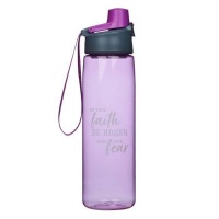 Christian Art Gifts Inc Faith Bigger Than Fear Plastic Water Bottle in Purple Photo