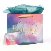 Christian Art Gifts Inc Happy Birthday Multicolored Large Gift Bag Set with Card and Tissue Paper Photo