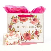 Christian Art Gifts Inc Just For You Large Gift Bag Set in Cream with Card and Tissue Paper Photo
