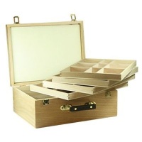 English Press Jackson's - 4 Tray Wooden Pastel Box 14".x10in.x6in. Photo