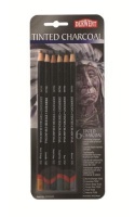 Derwent Tinted Charcoal Pencils Set of Six in Blister Pack Photo