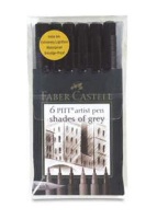Faber Castell Pitt Artists Brush Pen - Set of 6 - Shades of Grey Photo