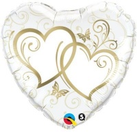 Qualatex Heart Entwined Hearts Gold Foil Balloon Photo