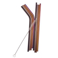 Joren Desirables 8 Multicolored Stainless Steel Straws 4 Straight 4 Bent Photo