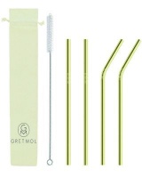 Gretmol Reusable Stainless Steel Straight and Bent Straws with Brush Photo