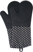 WENKO Silicone Oven Gloves Silicone - Black with White Dots Photo