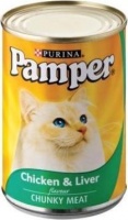 Pamper Chunky Meat - Chicken and Liver Flavour Tinned Cat Food Photo