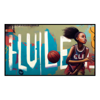 Fancy Artwork Canvas Wall Art :Young Girl Playing Basketball - Photo
