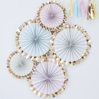 Ginger Ray Pick & Mix - Gold Foiled Pastel Fan Decorations Photo