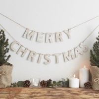 Ginger Ray Rustic Christmas Wooden Merry Christmas Bunting Photo