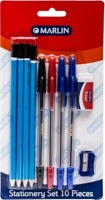 Marlin Press Marlin Stationery Set - 4 Pencils Eraser Sharpener 2 Blue Pens Black and Red Pens Photo
