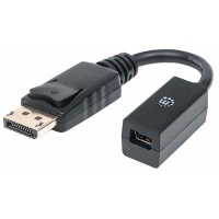 Manhattan DisplayPort 1.2 to Mini DisplayPort Adapter Cable 4K@60Hz 15cm Male to Female Equivalent to Startech DP2MDPMF6IN DP With Latch Bi-Directional Fully Shielded Black Lifetime Warranty Polybag Photo