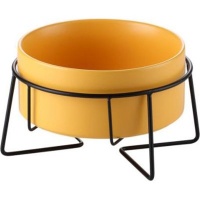 GOOD BOYS Medium Ceramic Pet Bowl with Wire Stand - 15.5cm/850ml - Mustard Photo