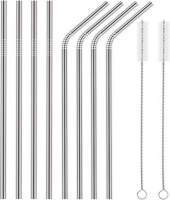 Unbranded Stainless Steel Straws - Pack of 8 Photo