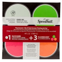 Speed Ball Speedball Glo n' Dark and Fluorescent Fabric Screen Printing Ink Set Photo